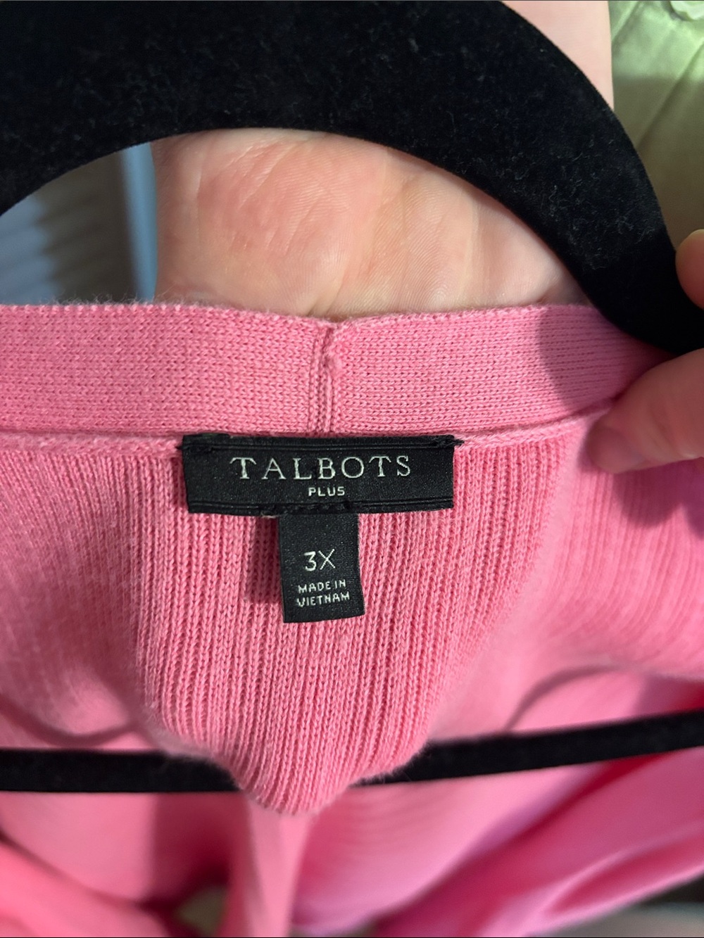 Talbots Pink Open-Front Ribbed Cardigan - Picture 5 of 5